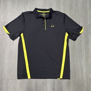 Cinch Mens L ArenaFlex Black And Neon Short Sleeve Stretch Wicking Polo Shirt